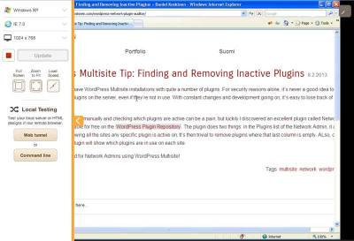 Browserstack running IE7 in Windows XP